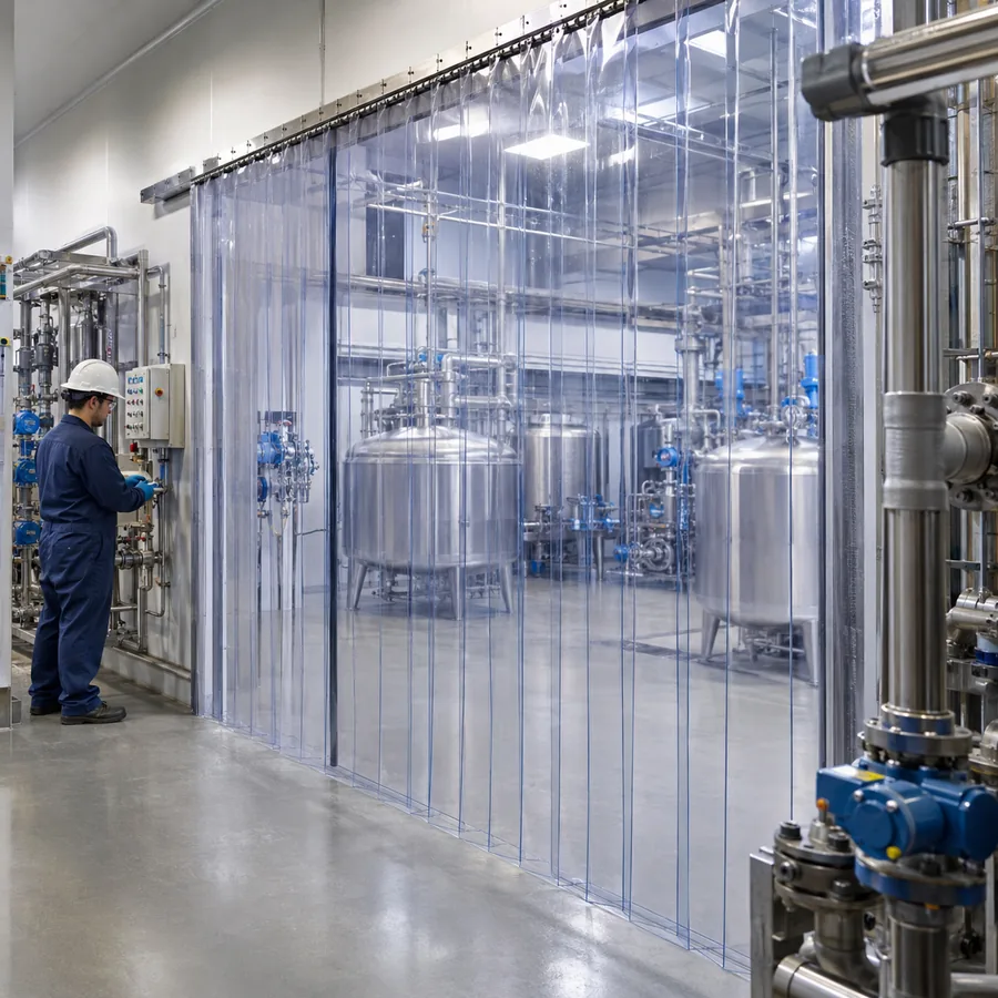 Cortina de PVC para isolamento de processos industriais